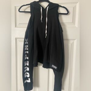PINK Victoria's Secret Black Hoodie Sweater with White Accents